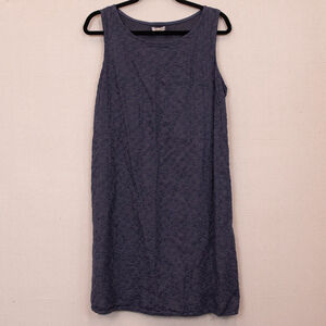 Lina Tomei navy embroidered sleeveless shift dress-L